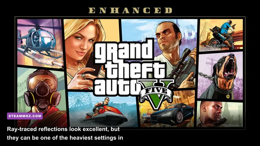 GTA V Enhanced ray traced reflections on vehicles and city streets