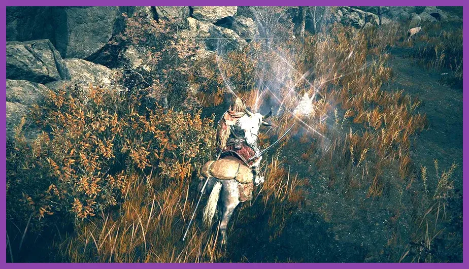 A sealed Spiritspring and nearby glowing stone cairn in Elden Ring DLC