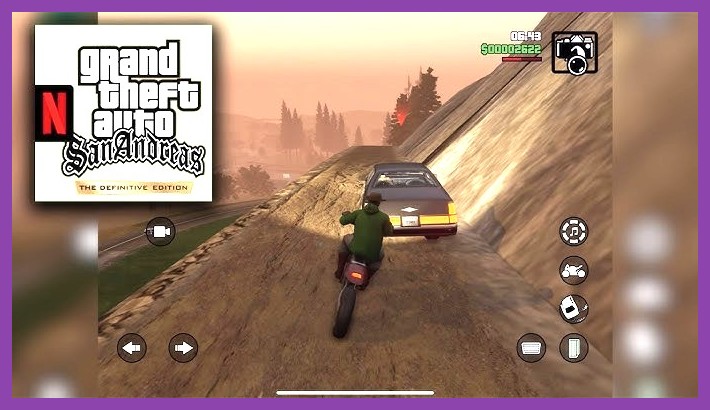 Grand Theft Auto San Andreas running on an iPhone display