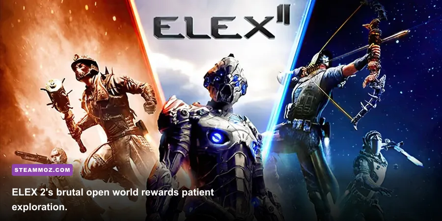 ELEX 2 gameplay screenshot showing open world combat