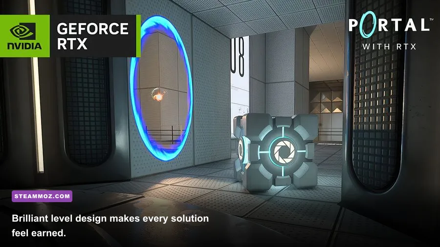 Portal 2 puzzle chamber and Hollow Knight exploration gameplay