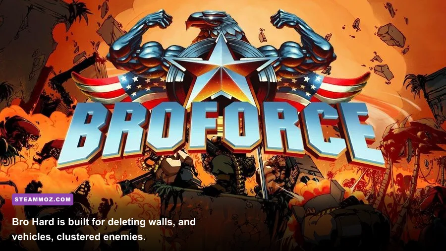 Bro Hard firing a rocket launcher at a destructible tower in BROFORCE