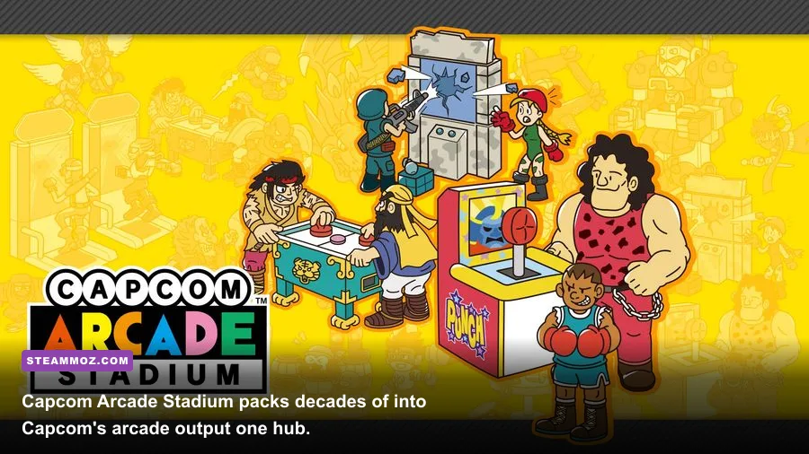 Capcom Arcade Stadium gameplay screenshot showing classic arcade cabinet UI