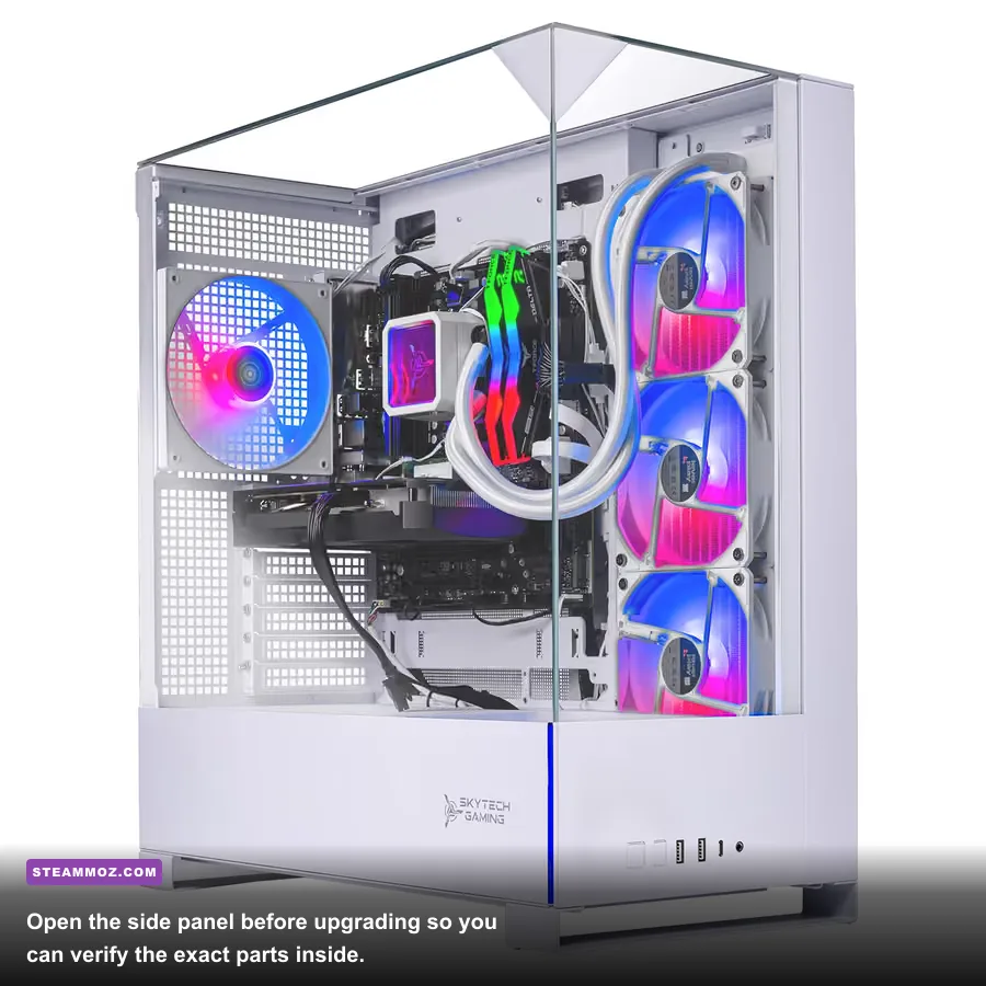 Skytech Archangel internal components showing graphics card and Ryzen processor