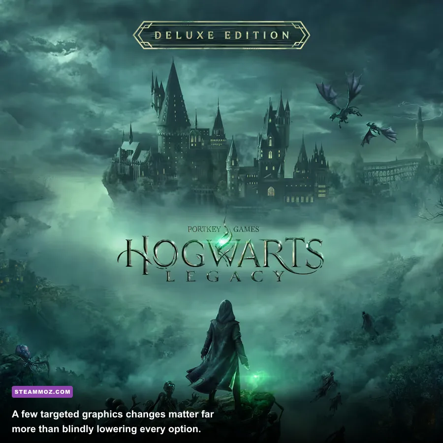 Hogwarts Legacy PC graphics settings menu showing DLSS and ray tracing options