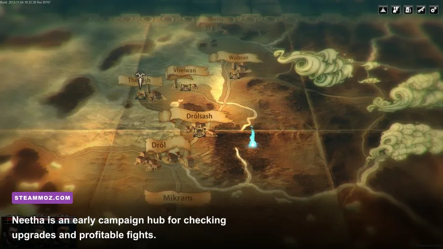 Blackguards Neetha map and surrounding locations from the campaign