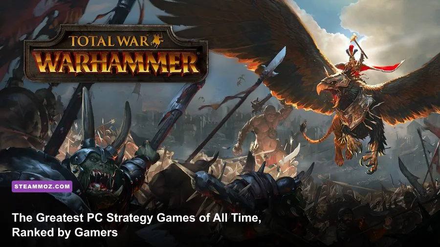 Epic fantasy army clash in Total War Warhammer 3 representing the peak of PC strategy games