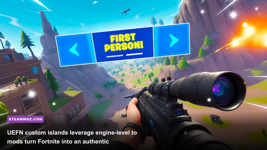 Fortnite running a custom UEFN first-person shooter conversion mod