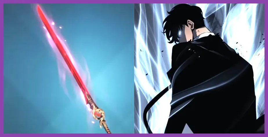 Sung Jinwoo wielding Thetis Grimoire and Plum Sword in Solo Leveling ARISE
