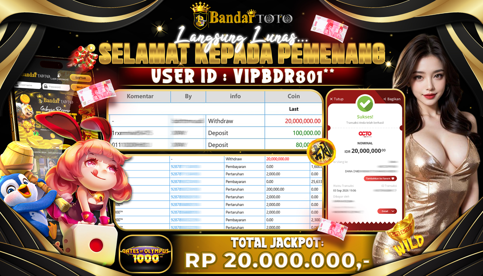 BANDARTOTO JACKPOT PP-GATES OF OLYMPUS  1000™  20 JUTA DIBAYAR LUNAS,-