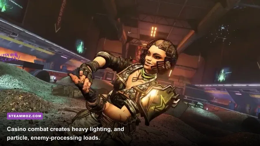 Borderlands 3 Handsome Jackpot casino combat with enemies and neon lights
