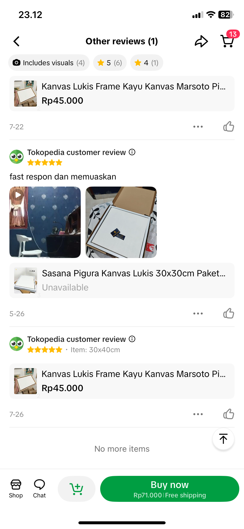 Screenshot testimoni WhatsApp customer Sasana Pigura 13