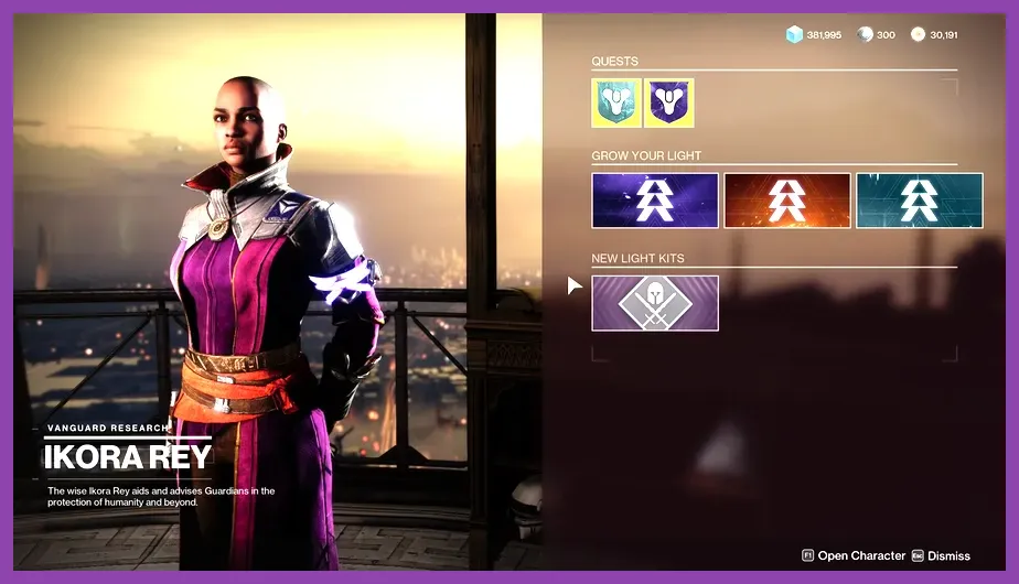 Destiny 2 Ikora Rey in the Tower offering subclass fragments