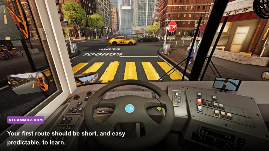 Bus Simulator 2016 route planning screen showing connected bus stops