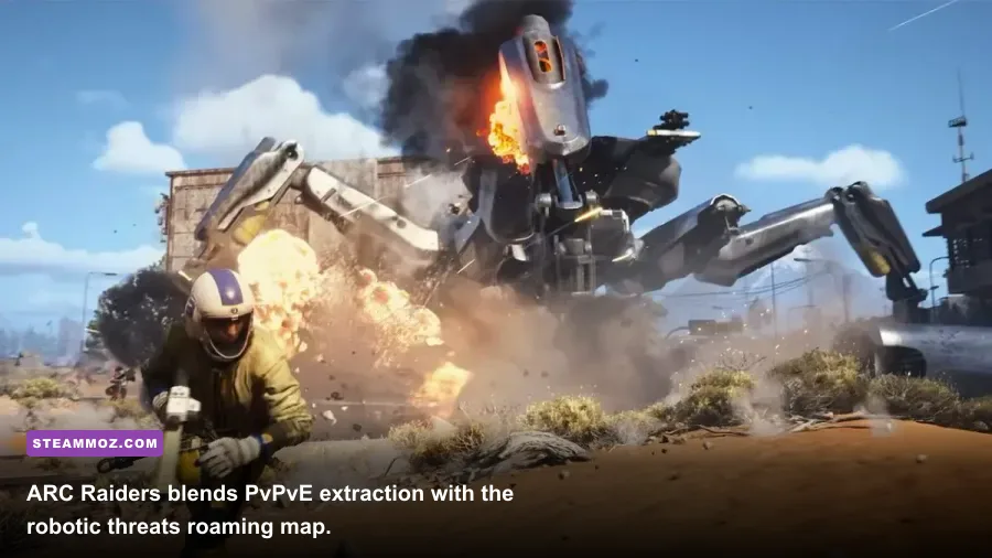 ARC Raiders combat encounter against mechanical enemies