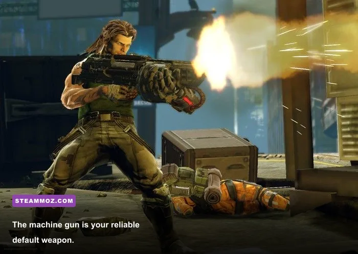 Bionic Commando weapon combat with Nathan Spencer using the machine gun