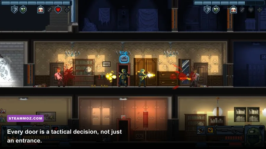 Door Kickers Action Squad squad breaching a door during a hostage rescue mission