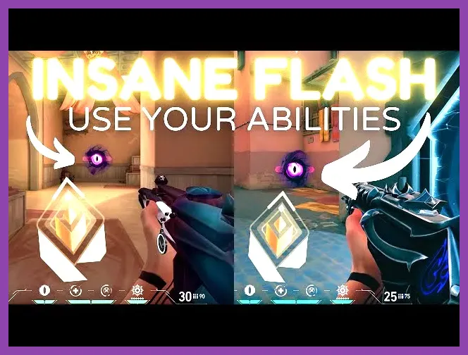 Valorant agent deploying utility abilities on site