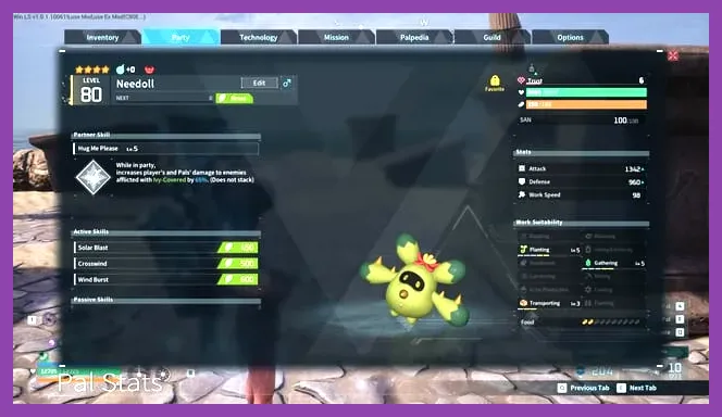 In‑game screenshot of a Pal using Partner Skill during a combo