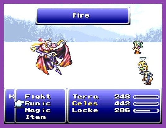 Final Fantasy 6 Pixel Remaster battle featuring Terra Celes and Mog
