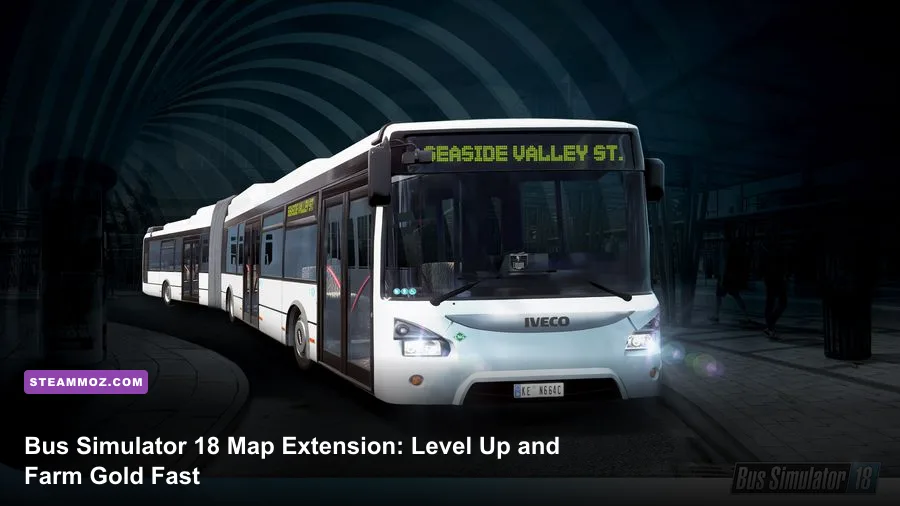 Bus Simulator 18 bus driving through the Official Map Extension