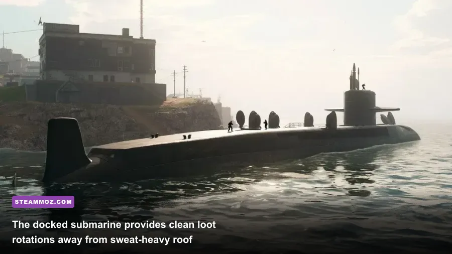 Docked patrol submarine cache at Rebirth Island in Warzone PC