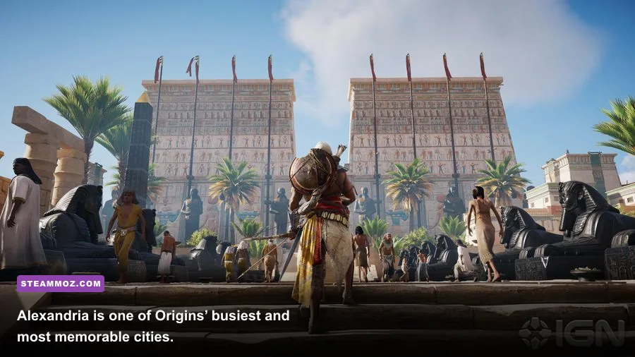 Bayek exploring Alexandria in Assassin's Creed Origins