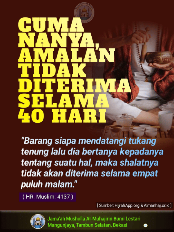 Cuma Nanya, Amalan Tidak Diterima Selama 40 Hari