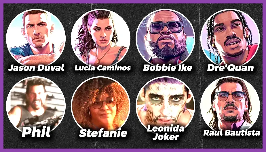 Character roles comparison table
