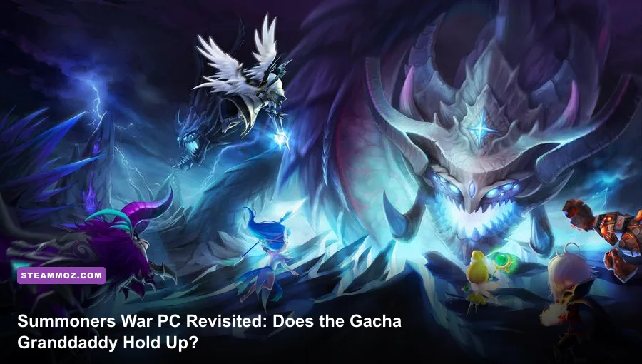 Summoners War PC key promotional artwork featuring iconic monsters