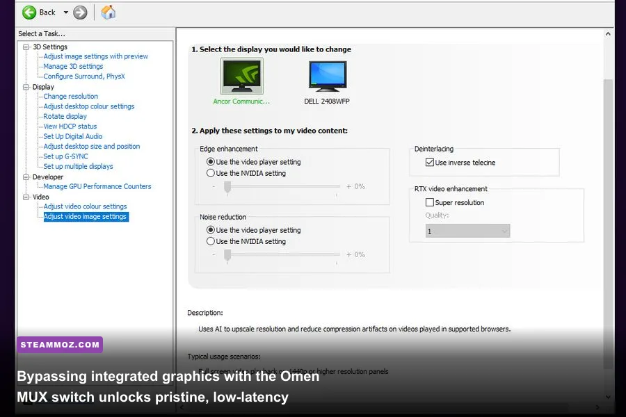 NVIDIA Control Panel display mode interface configuring discrete GPU mode