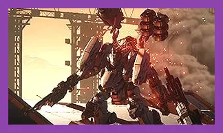 Armored Core 6 Raven piloting Nightfall during an Arena battle