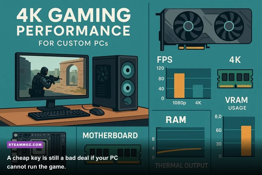 PC game system requirements comparison for GPU CPU RAM and storage