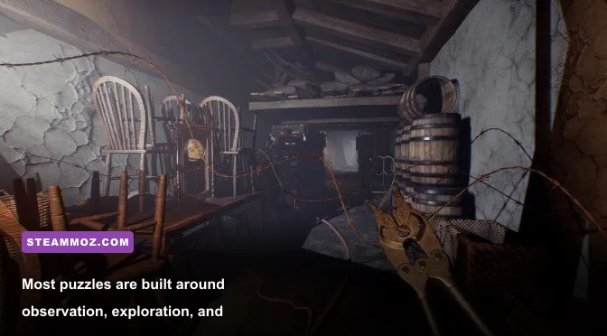 Ad Infinitum puzzle environment with documents and machinery inside a war bunker