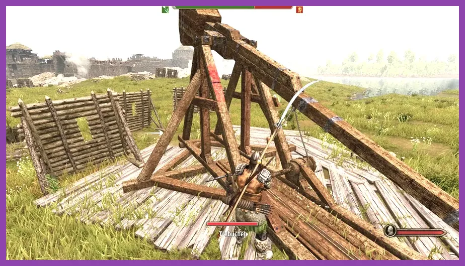 Bannerlord siege warfare with trebuchets and castle walls