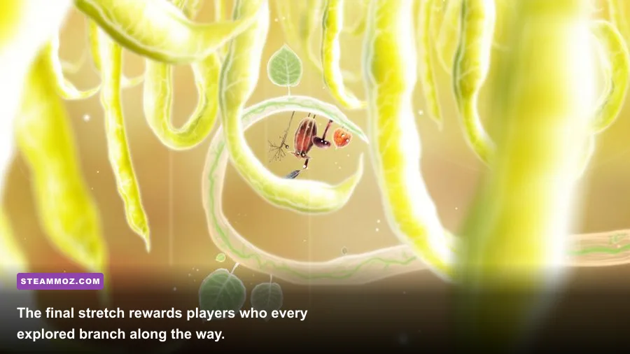 Botanicula final tree area with surreal branches and warm illustrated scenery