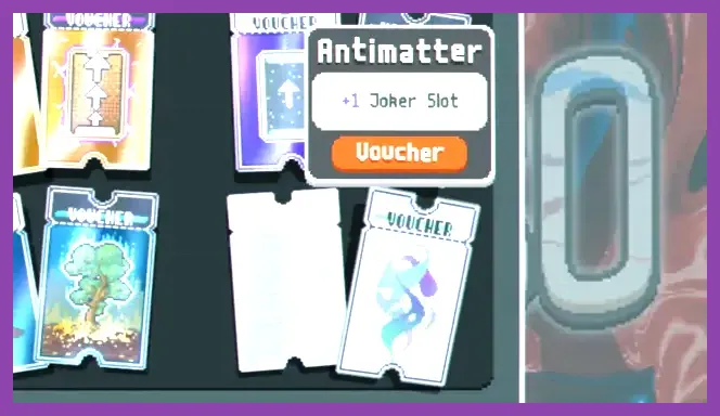 Balatro Voucher shop offering run-wide gameplay upgrades