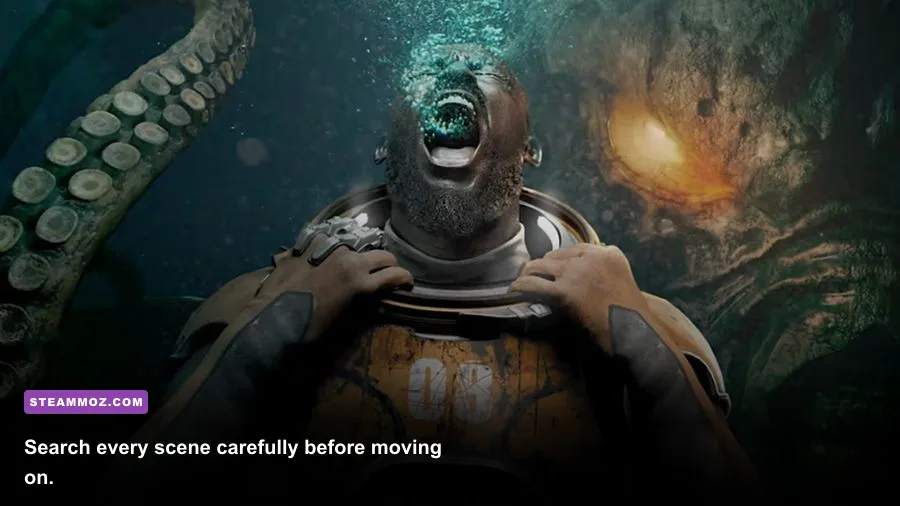 Cthulhu The Cosmic Abyss gameplay showing an investigator exploring an underwater location