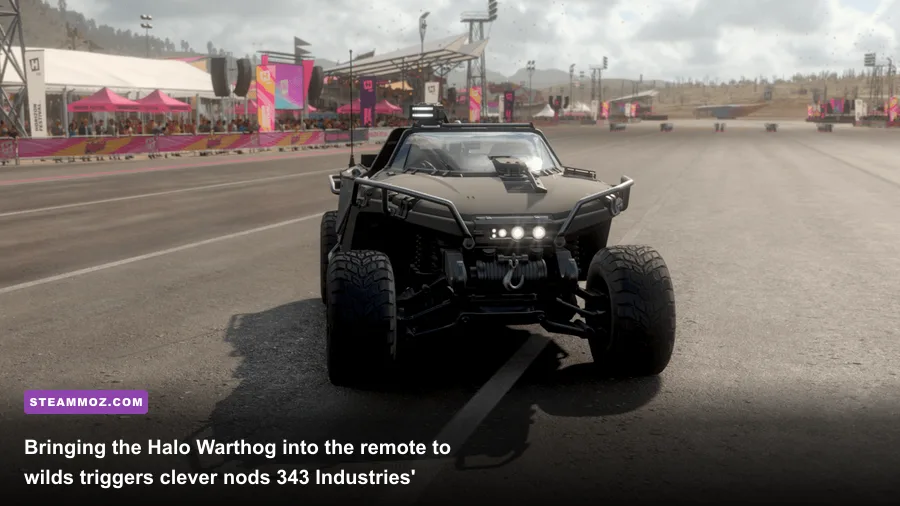 The Halo Warthog driving through the Mexican jungle in Forza Horizon 5
