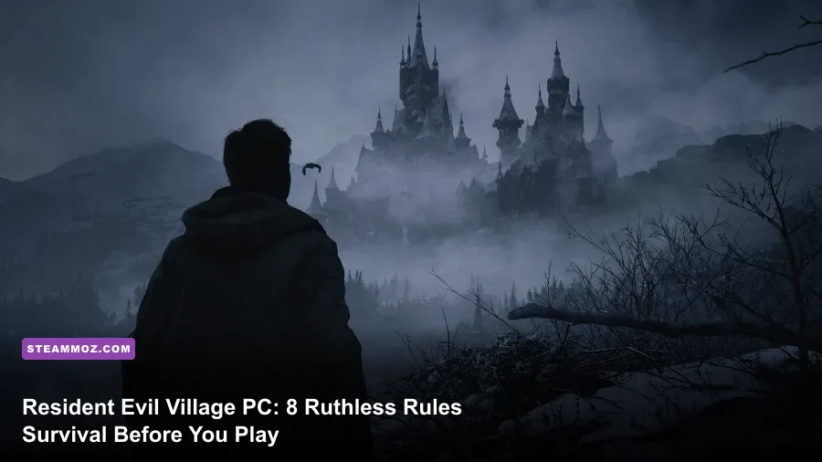 Ethan Winters exploring Castle Dimitrescu in Resident Evil Village PC