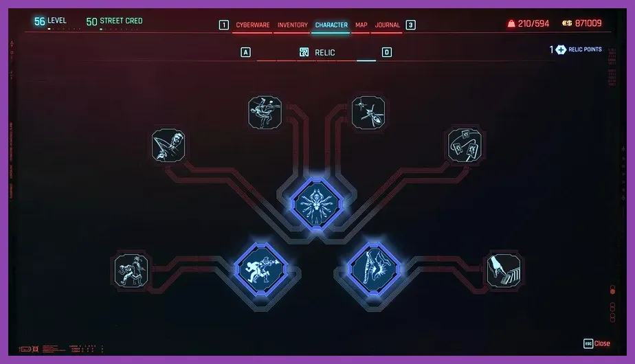 Relic skill tree terminal in Cyberpunk 2077 Phantom Liberty