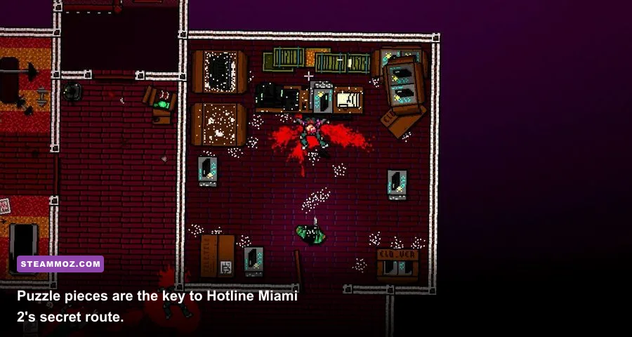 Hotline Miami 2 Wrong Number puzzle piece collectible hidden inside a level