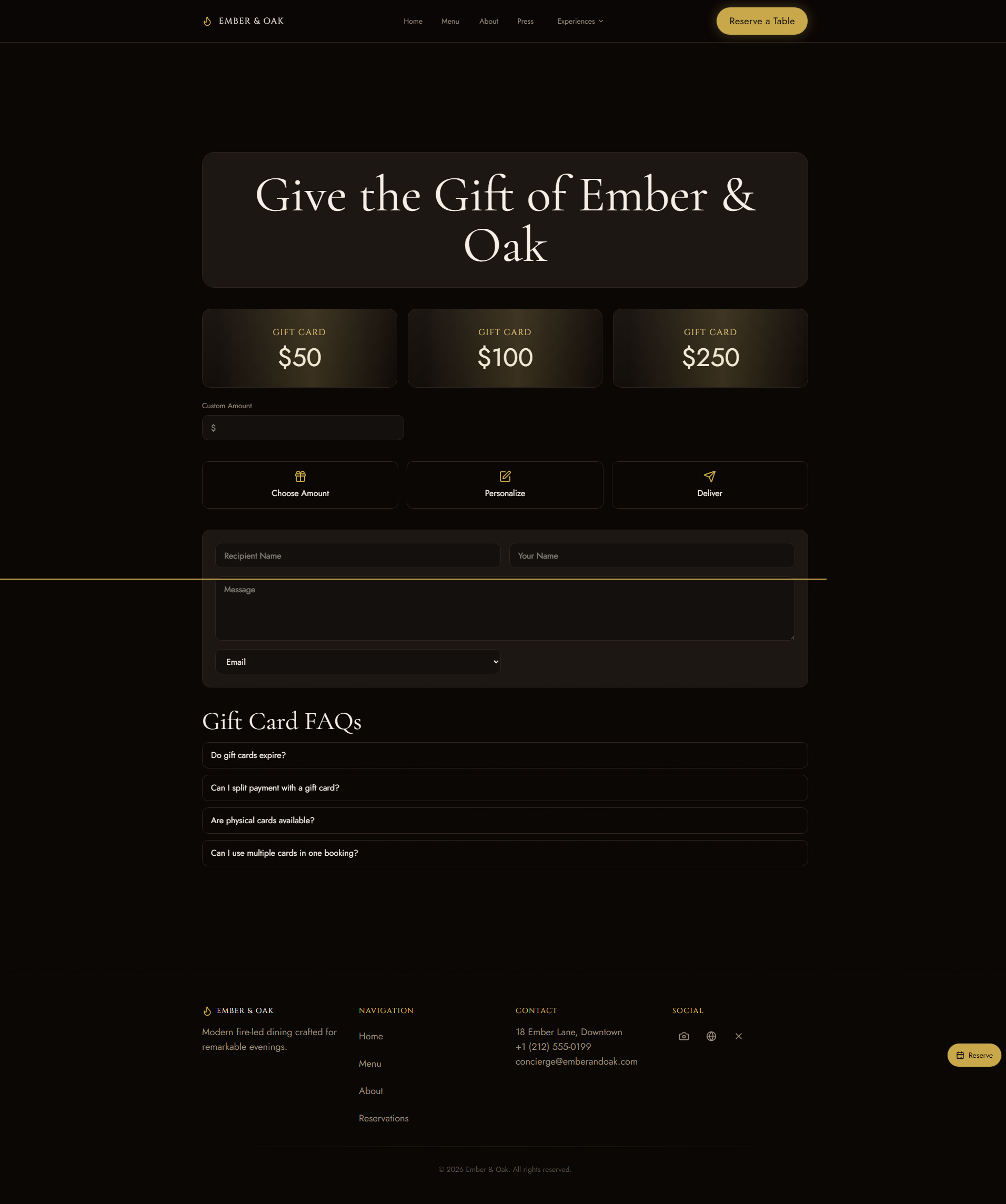Ember & Oak - Premium Restaurant Demo Website screenshot 6