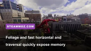 High speed web swinging over Central Park foliage in Spider-Man Remastered