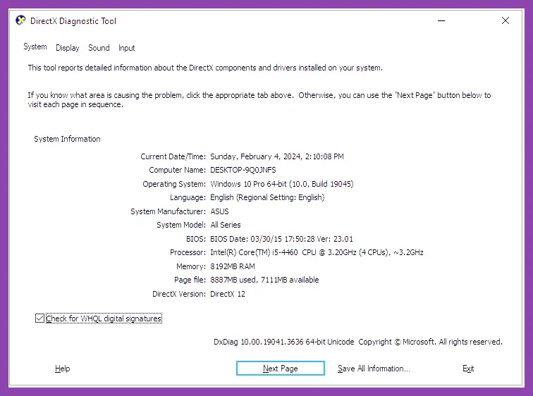Palworld minimum specs displayed on a PC settings window