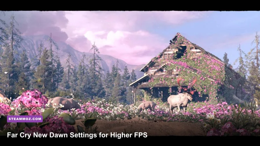 Far Cry New Dawn Hope County landscape with pink foliage