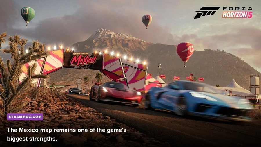 Forza Horizon 5 Mexico map showing volcano jungle and coastal biomes