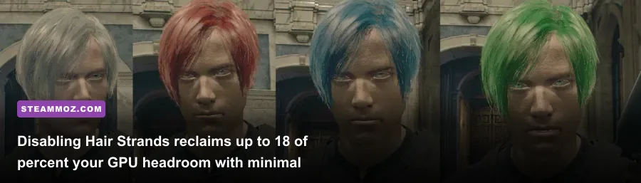 Visual fidelity comparison between Hair Strands on and off in Resident Evil 4 remake