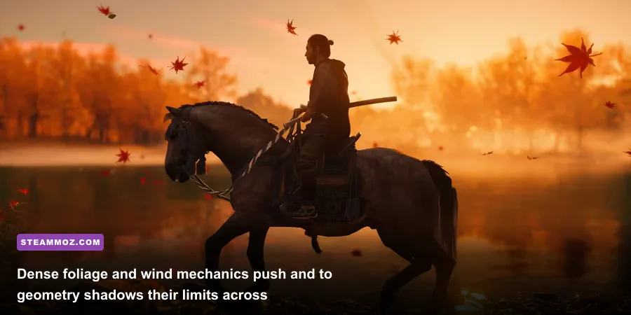 Jin Sakai riding horse through white pampas grass plains in Ghost of Tsushima PC