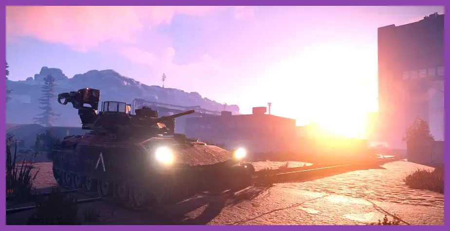 Bradley APC patrolling the Launch Site in Rust